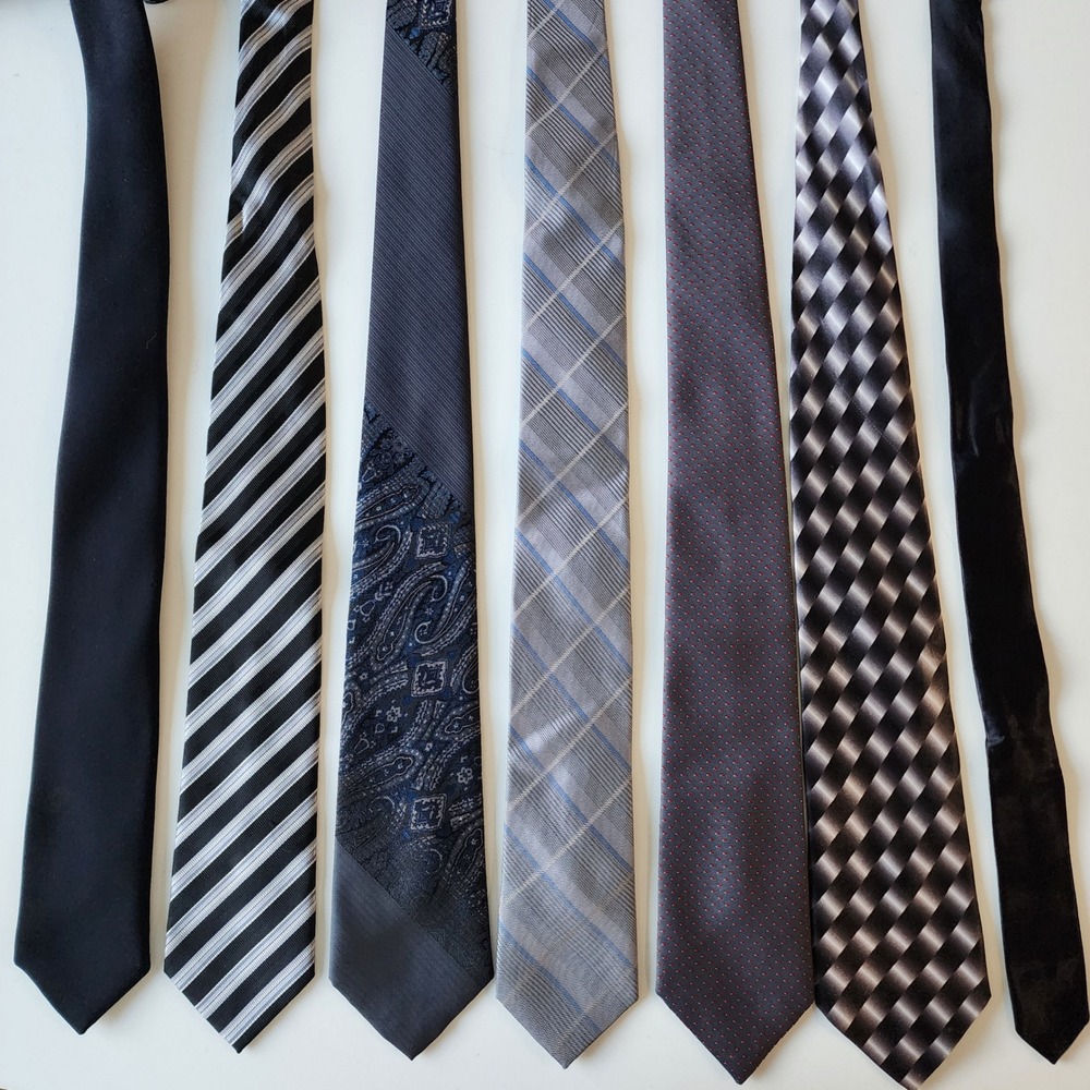 Monochrome Neckties Lot Grey Black Neutral Paisley Patterned Professional Career
